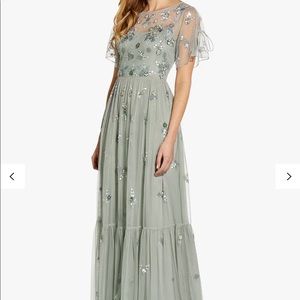 Sage green beaded bridesmaid dress